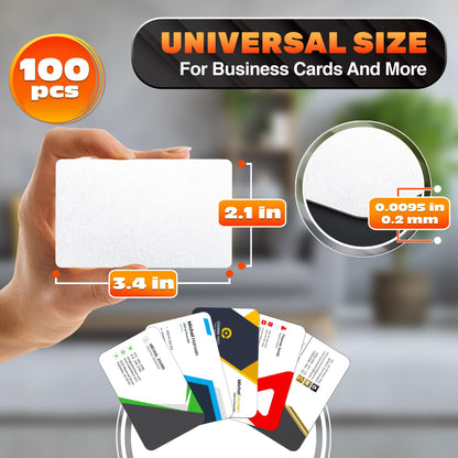 100 Pcs Sublimation Business Card Blanks – Double-Sided Aluminum Alloy Cards, Pearl Color, Thin & Smooth Sublimation Blanks for Printing & Personalization