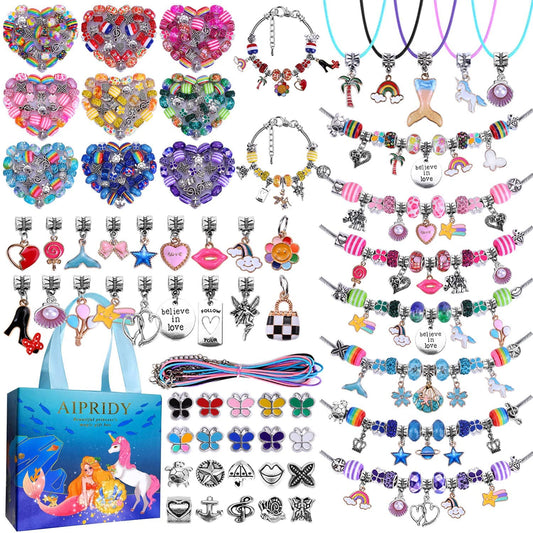 150 Pieces Charm Bracelet Making Kit,Unicorn Mermaid Crafts Gifts Set Can Inspires Imagination and Creativity,Jewelry Making Kit Perfect Gifts for Girls 5-12 Years Old (150 Pieces)