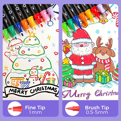 Acrylic Paint Markers 48 Colors, Acrylic Paint Pens with Brush Tip and Fine Tip for Stone, Rock Painting, Paper, Pumpkin, Wood, Egg, Canvas, Ceramic, Fabric, leather, Glass, DIY Crafts