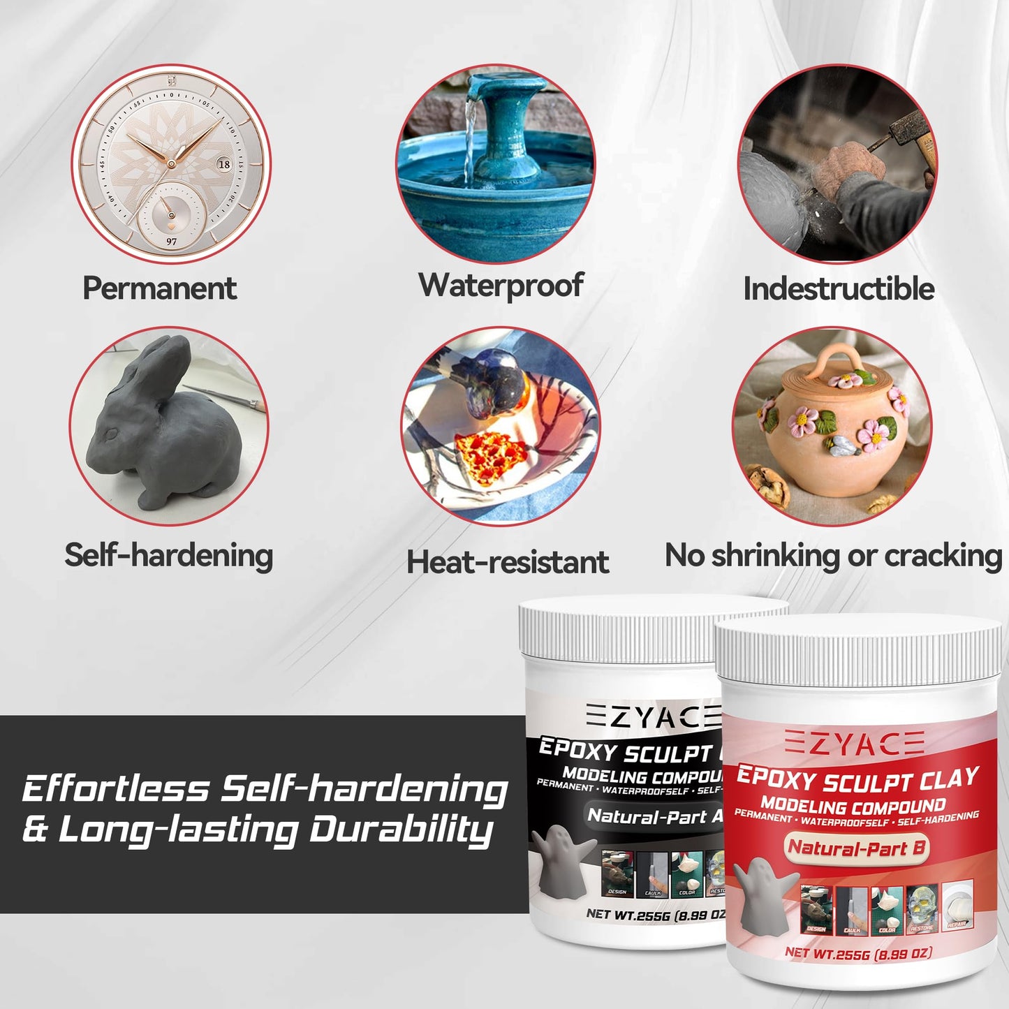 Epoxy Clay, Magic Epoxy Sculpt Clay, 2 Part Modeling Compound (A & B) of Magic Sculpt Epoxys Clays for Sculpting, Modeling, Building and Repairing, Epoxy Putty, Natural, 1 Pound