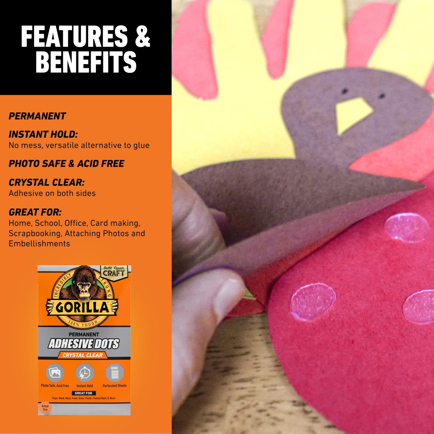 Permanent Adhesive Dots, Double-Sided, Clear, 0.5" Diameter, 150 Pieces (Pack of 1) - No Mess, Photo Safe