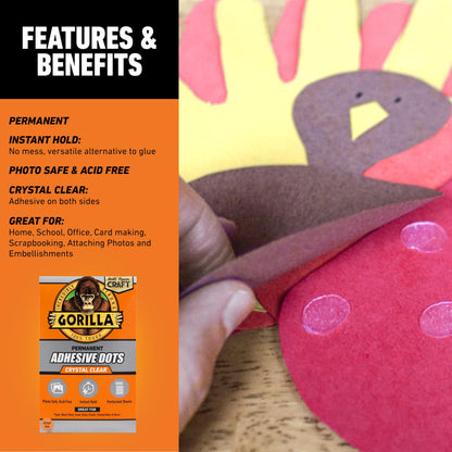 Permanent Adhesive Dots, Double-Sided, Clear, 0.5" Diameter, 150 Pieces (Pack of 1) - No Mess, Photo Safe