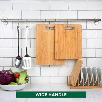 Cutting Boards for Kitchen [Set of 3] Wood Cutting Board for Chopping Meat, Vegetables, Fruits, Cheese, Knife Friendly Serving Tray with Handles