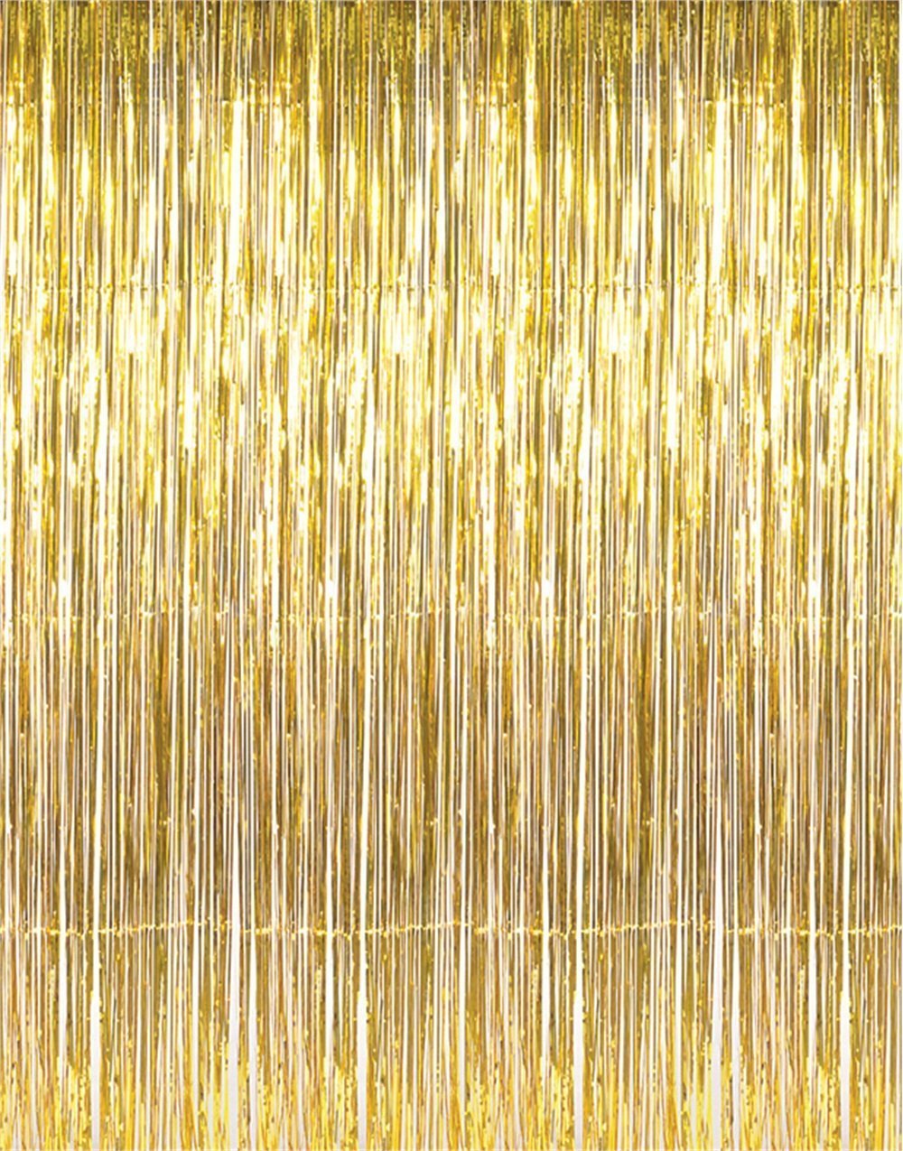 6.4 ft x 9.8 ft Metallic Tinsel Foil Fringe Curtains,Pack of 2 Party Streamer Backdrop for Birthday,Graduation Decorations and New Year Eve (Gold)
