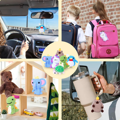 Knitting Kit for Beginners with 6 Pcs Crochet Animal Kit for Beginners in Step by Step Video Tutorials, Beginner Crochet Kit for Adults (Green)