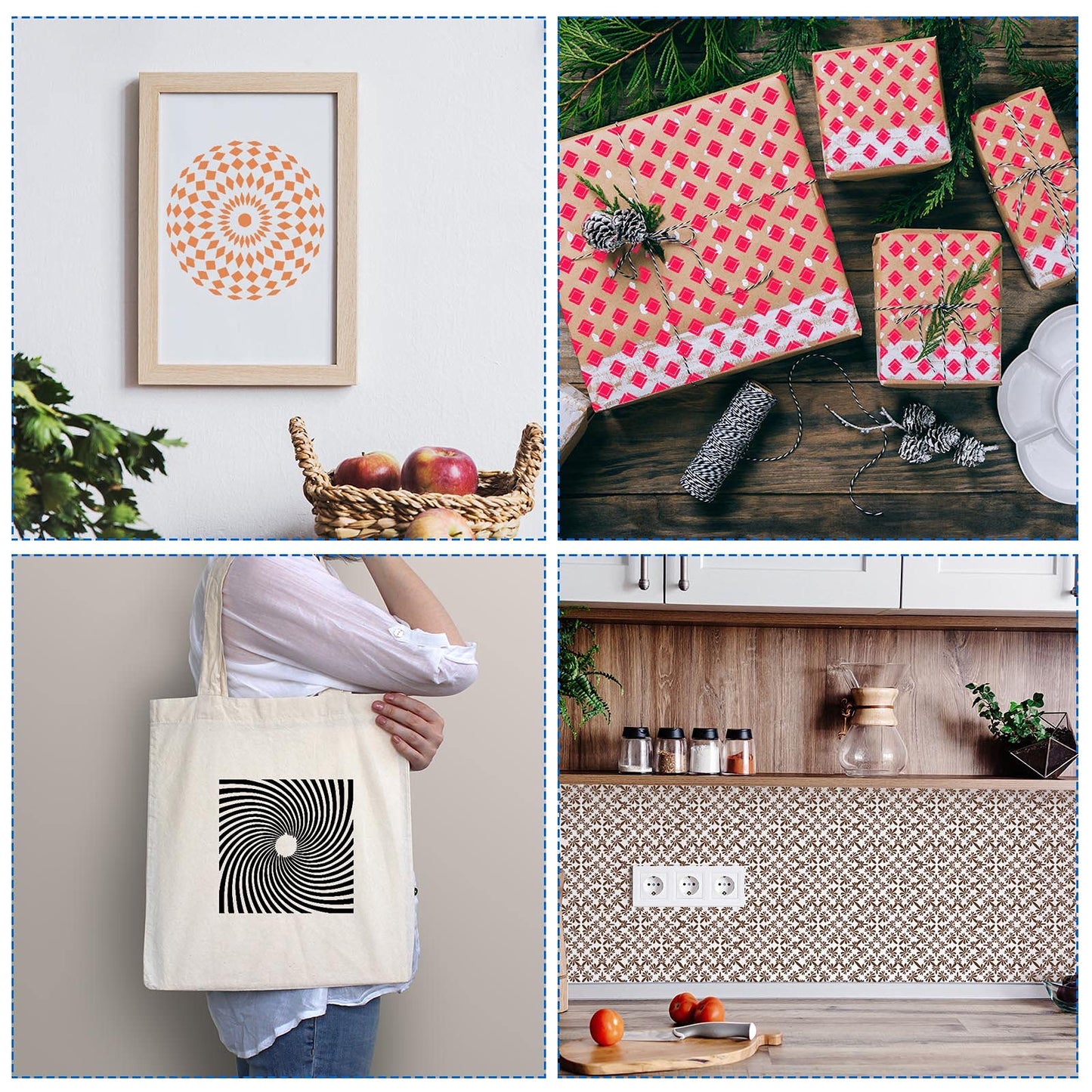 36 Pieces Geometric Stencils Painting Templates Mandala Art Drawing Stencil Templates for Scrapbooking Cookie Tile Furniture Wall Floor Decor Drawing Tracing DIY Art Supplies (7.87 x 7.87 Inches)