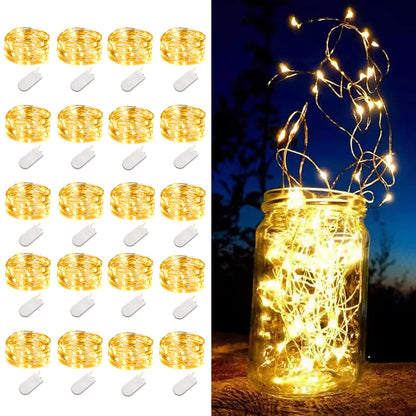 20 Pack Fairy Lights Battery Operated String Lights-7.2ft 20 LED Silver Wire Warm White for Wedding,Party,DIY Crafts,Mason Jars,Centerpieces Table Decorations