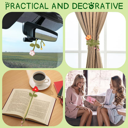 Crochet Kit for Beginners - 8 Flower Bookmarks Knitting Kit w/Step-by-Step Video Tutorials & Soft Yarn, Hook - Wobbles DIY Art Craft Kit for Adults Kids, Birthday Gifts for Women Girls Teen