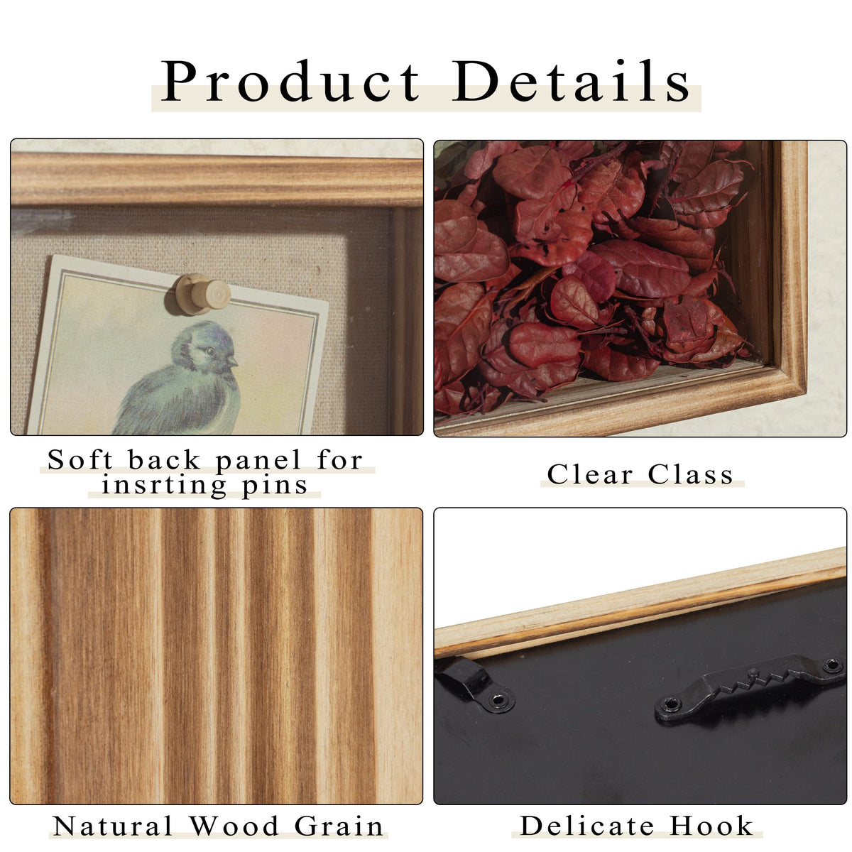 Shadow Box Frame 6x6 Shadow Box Display Case with Linen Back of Awards Memorabilia Flower, Pictures, Keepsakes、Bouquet、Medals and More Photos Memory Box
