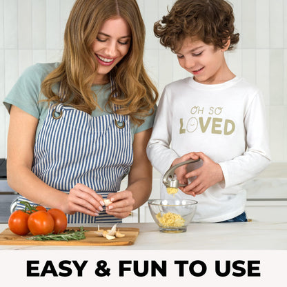 Kitchen Premium Garlic Press Set - Rust Proof & Dishwasher Safe Professional Garlic Mincer Tool - Easy-Squeeze, Easy-Clean with Soft, Ergonomic Handle - Silicone Garlic Peeler & Brush (Silver)