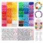 3960pcs Pony Beads for Friendship Bracelet Making Kit 48 Colors Kandi Beads Set, 2400pcs Plastic Rainbow Bulk and 1560pcs Letter Beads with 20 Meter Elastic Threads for Craft Jewelry Necklace