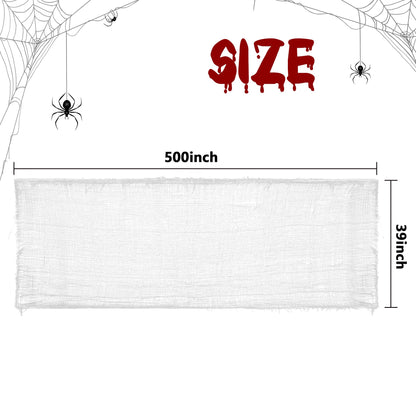 500x39 Inch Large Size Spooky Cloth-White Scary Creepy Cloth-Windows Doorways Cover Gauze for Halloween Party Haunted House Decor