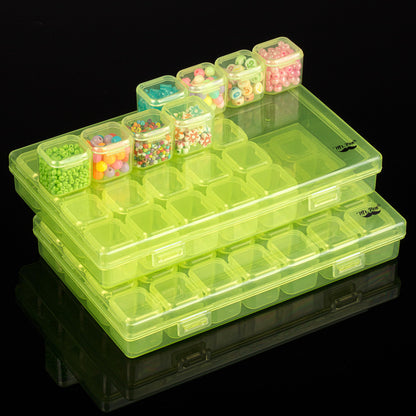 Bead Storage Containers, 28 Grids, 2 Pack, Transparent Green Small Bead Organizer Box