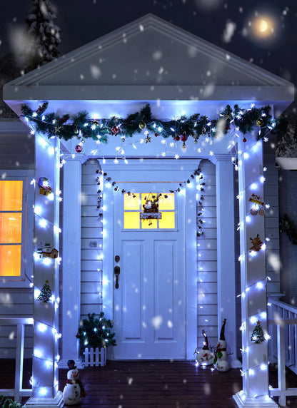 Christmas Snowflakes Light, Snowflakes Holiday Lights with Battery Operated, Waterproof Shatterproof Snowflake Decorative Xmas Fairy Lights for Outdoor Xmas Decor (Pure White, 2 Pack)