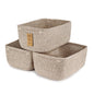 3-Pcs Shelf Baskets for Organizing | Storage Basket for Shelves | Small Woven Baskets | Rope Toy Basket | Closet Organizer Bins | Cube Decorative Box | 11.8×7.8×5.1” | Mixed brown