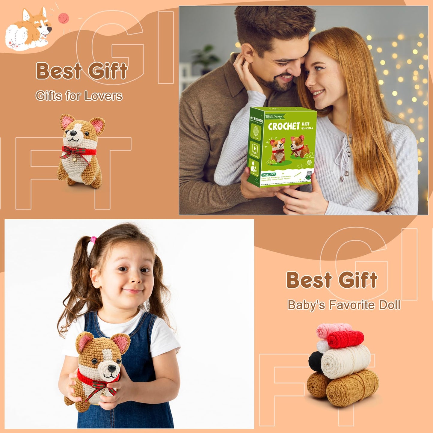 Animal Crochet Kit for Beginners: Includes Complete Tools Ample Yarn Step by Step Videos for Teens Adults - Perfect Amigurumi Kit for Indoor Entertainment & Long Journeys