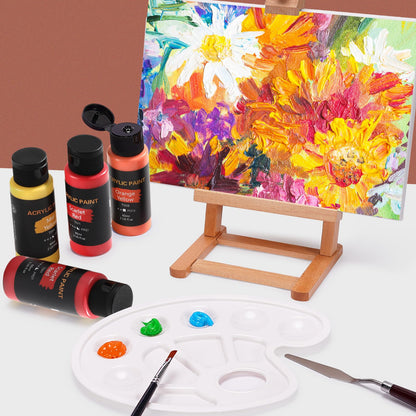 Acrylic Paint Set 24 Colors(2oz /60ml) with 12 Brushes,Rich Pigmented, Premium Acrylic Paints for Canvas Wood Glass Rock Leather Painting, Art Craft Paint Supplies