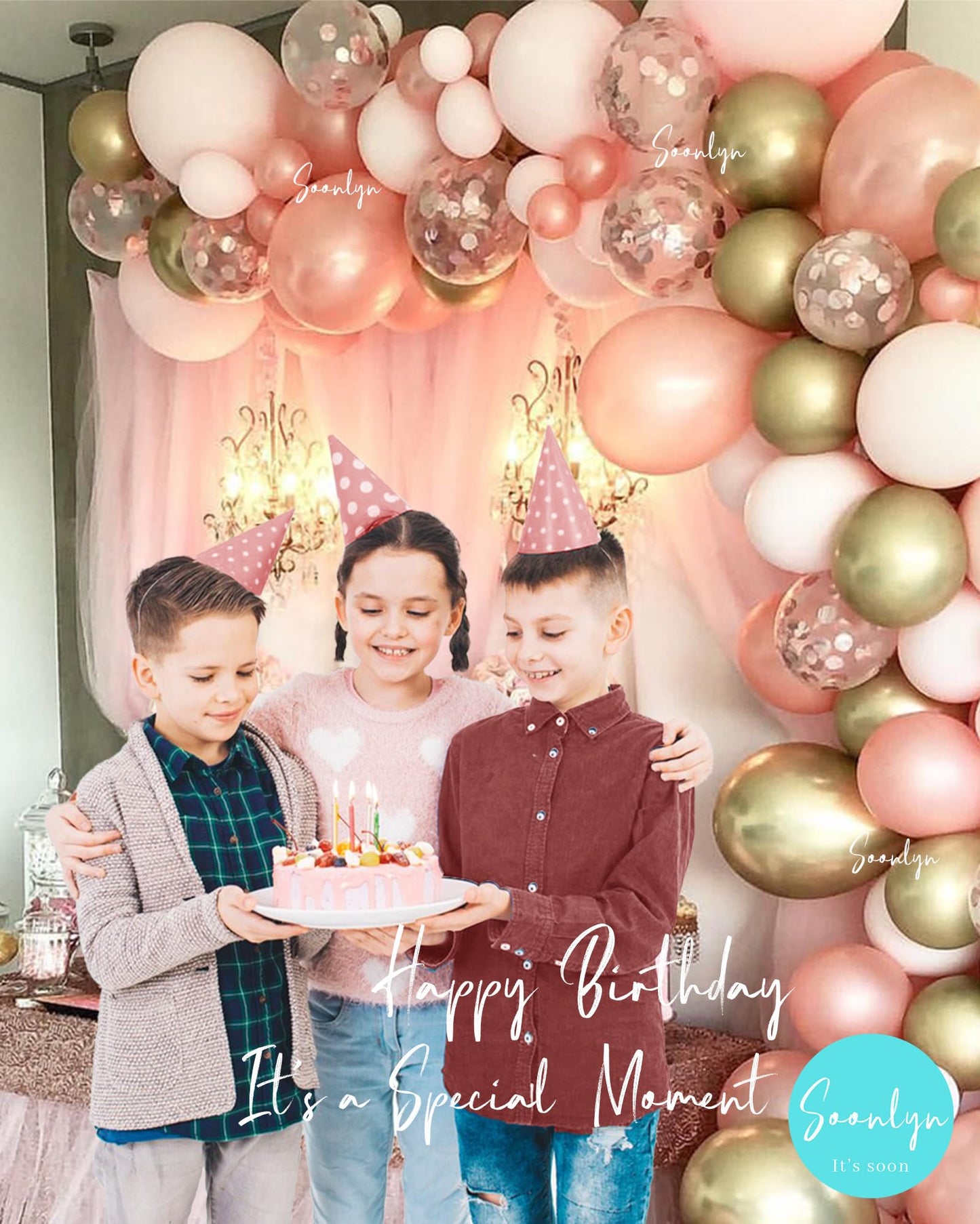 Rose Gold Balloons 140 Pack 12 Inch Gold and Pink Balloons and Pink Confetti Balloons Garland Arch Kit for Bridal Shower Baby Shower Party Decoration