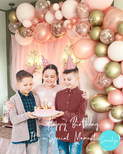 Rose Gold Balloons 140 Pack 12 Inch Gold and Pink Balloons and Pink Confetti Balloons Garland Arch Kit for Bridal Shower Baby Shower Party Decoration