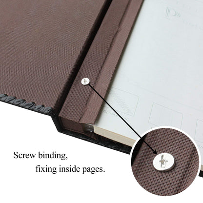Photo Album Book, Family Album Self Adhesive Scrapbook, Leather Cover, Holds 3x5, 4x6, 5x7, 6x8, 8x10 Photos (Brown)
