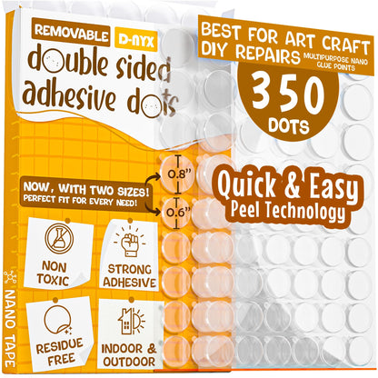 Double Sided Tape Sticky Dot Stickers 280, 350, 450, 550 or 700 Pack Removable Putty No Trace Clear Sticky Tack Waterproof Small Stickers for Festival Decoration Picture (350 Sticky Dots)