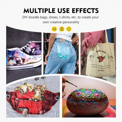 Permanent Soft Fabric Paint Set for Clothes 14 Colors 60ML Textile T-Shirt Paints, No Heating Needed & Washable Fabric Paints for Crafts, Canvas, T-Shirts, Jeans, Bags, with 3 Brushes