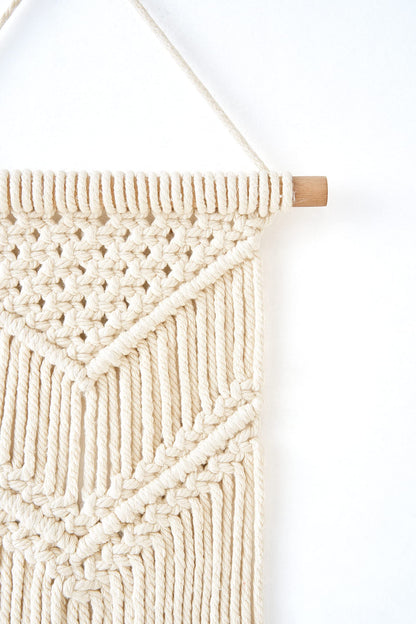 2 Pcs Macrame Wall Hanging Small Woven Tapestry Wall Art Decor - Beautiful for Boho Home Decor, Apartment, Nursery, Party Decorations, 16.5" L x 10" W and 17.5"x 10"W, Small