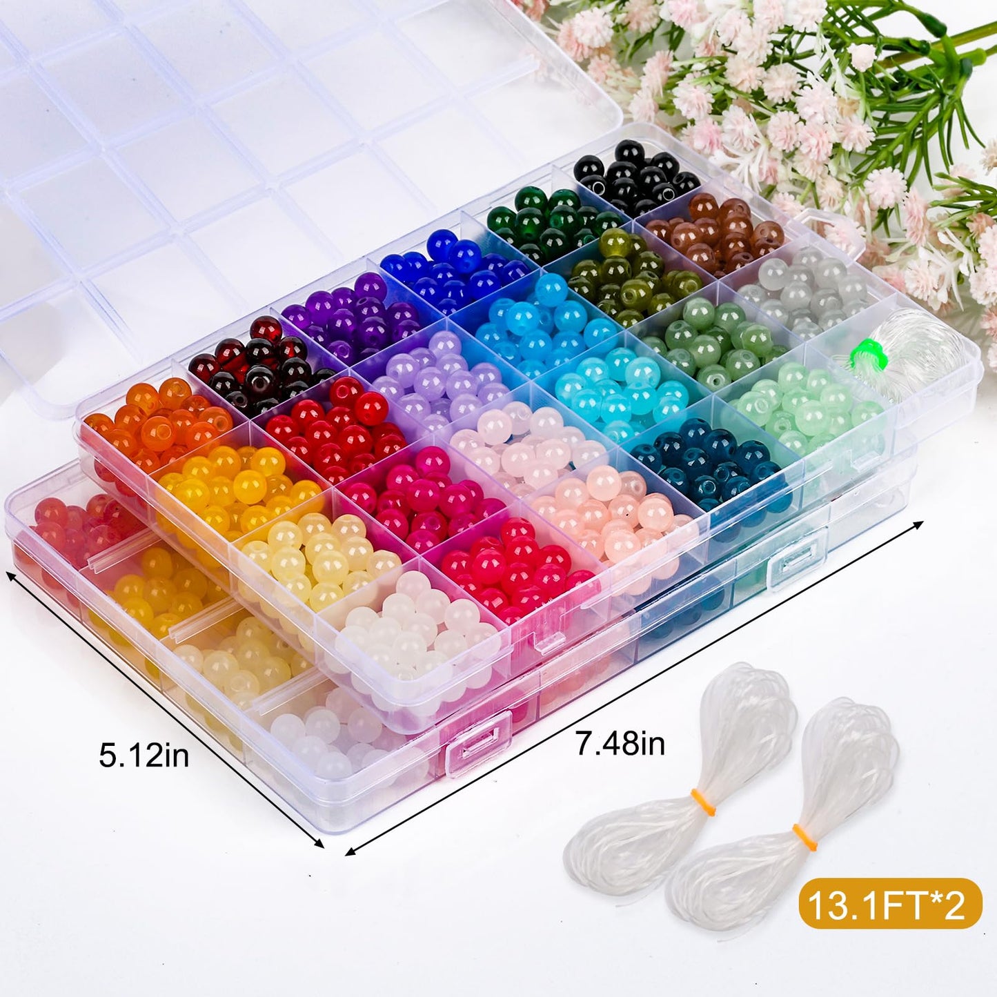 1150 Pieces 8mm Round Glass Beads for Jewelry Making, 23 Colors Crystal Beads for Bracelets Jewelry Making and DIY Crafts