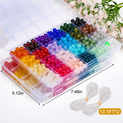 1150 Pieces 8mm Round Glass Beads for Jewelry Making, 23 Colors Crystal Beads for Bracelets Jewelry Making and DIY Crafts
