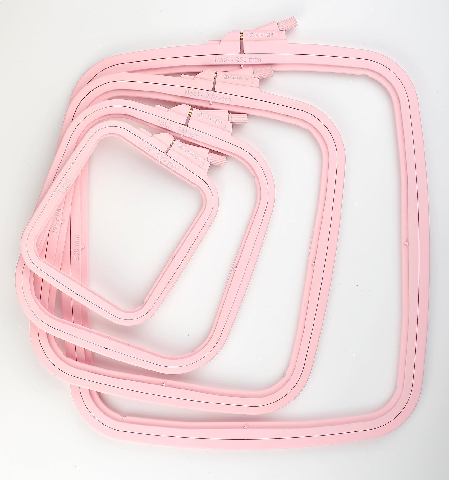 Pink 4 Pcs Set Plastic Square Embroidery Hoop, Cross Stitch Hoops, Punch Needle Hoop , DIY Craft Sewing,ABS Plastic Embroidery Hoops