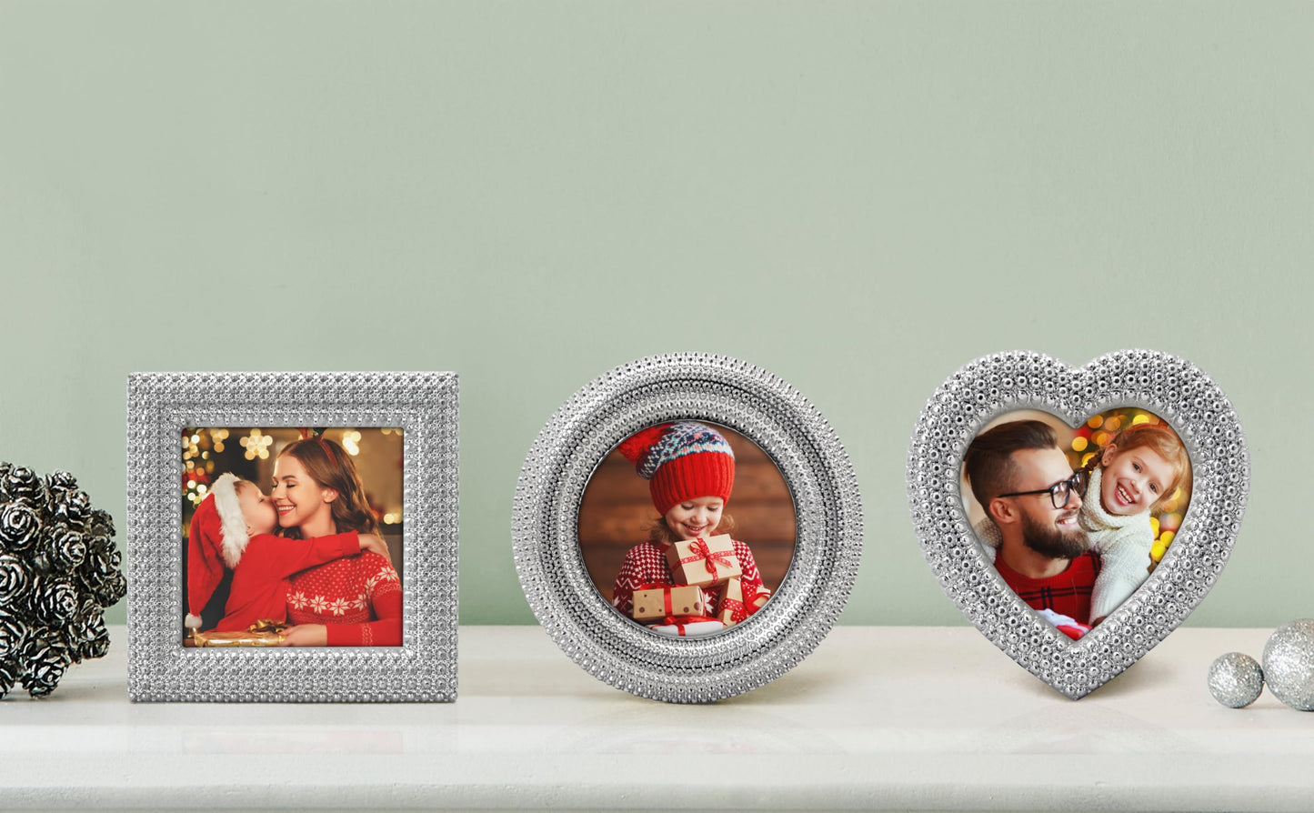 Classic Small Picture frame Set of 3 Cute Mini Photo Frame Set 2.5x2.5 inch for Tabletop Display Desk Picture Frame Perfect for Christams Home Decor Wedding Graduation Milestone Photos -