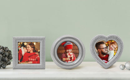 Classic Small Picture frame Set of 3 Cute Mini Photo Frame Set 2.5x2.5 inch for Tabletop Display Desk Picture Frame Perfect for Christams Home Decor Wedding Graduation Milestone Photos -
