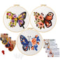 3 Sets Butterfly Embroidery Kit for Beginners Adults, Stamped Cross Stitch Kits for Beginners Include Embroidery Fabric Embroidery Hoop Threads and Needles