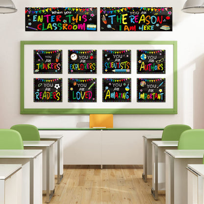 Decorations Bulletin Board Poster Banner Set Classroom Party Supplies for Kindergarten Pre-School Primary High School(When You enter Classroom)