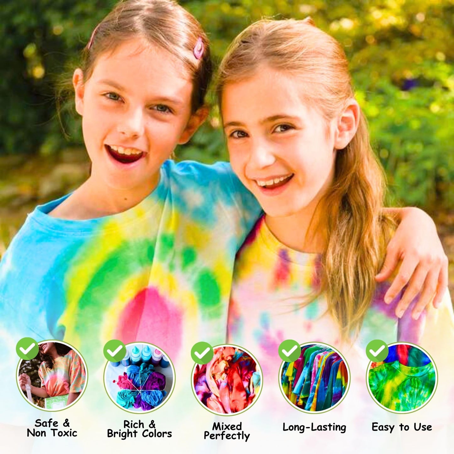 Tie Dye Kit for Kids & Adults - Complete DIY Tie Dye Set w/Tie Dye Powder in Tie Dye Refill Packets -Fun Kids Tie Dye Kit w/Nozzle Spray Tie Dye Kit for Fabric - Dye for Clothing (Pack of 18, 60 ml)