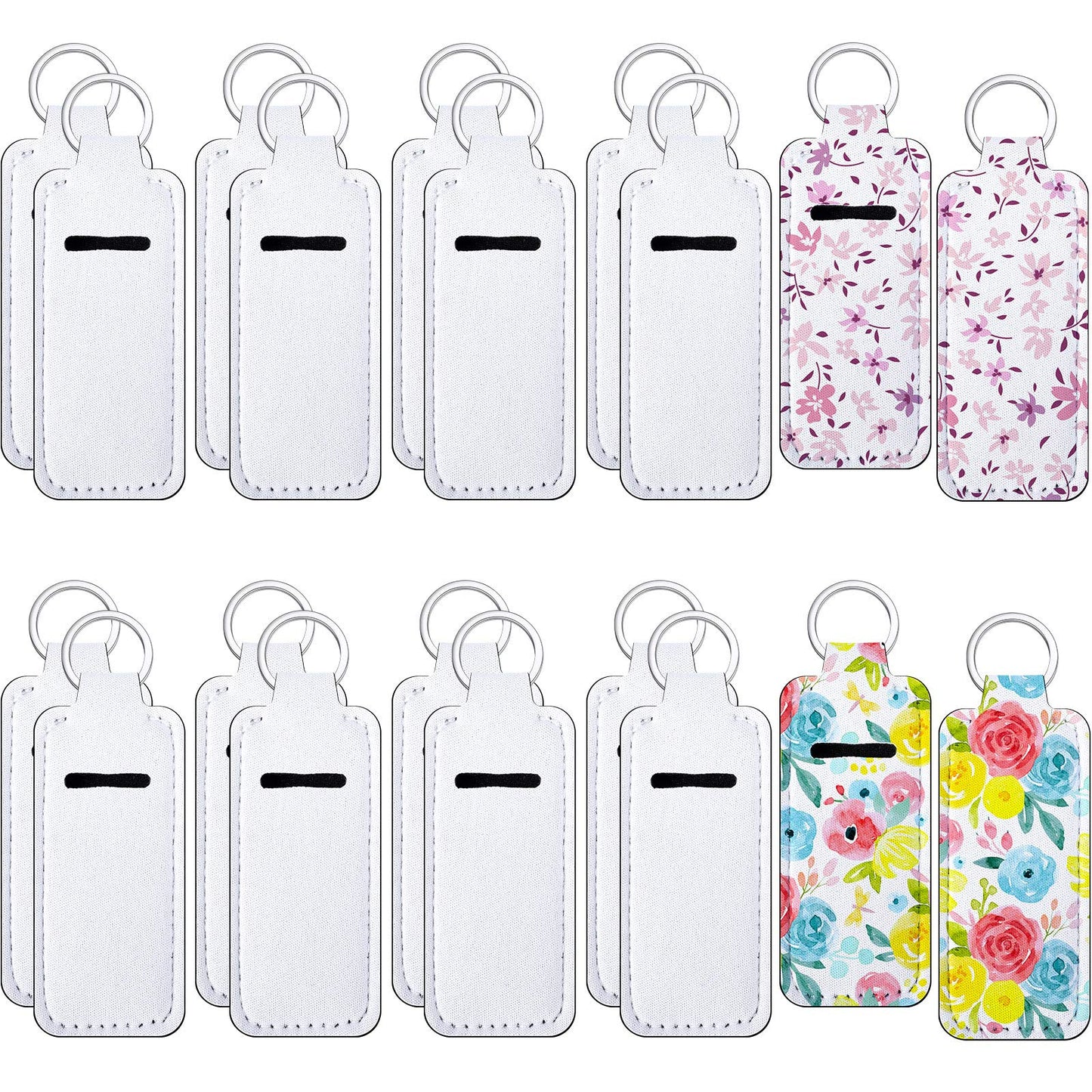 20 PCs Sublimation Lipstick Holder Keychain Bulk Blank Lipstick Neoprene Clip-on Sleeve Travel Key Ring Holder