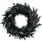 Black Feather Wreath - 14.9'' Natural Cocktail Feather Wreath, Halloween Photo Props, Front Door Decor Witch Spooky Scene Party Decorations