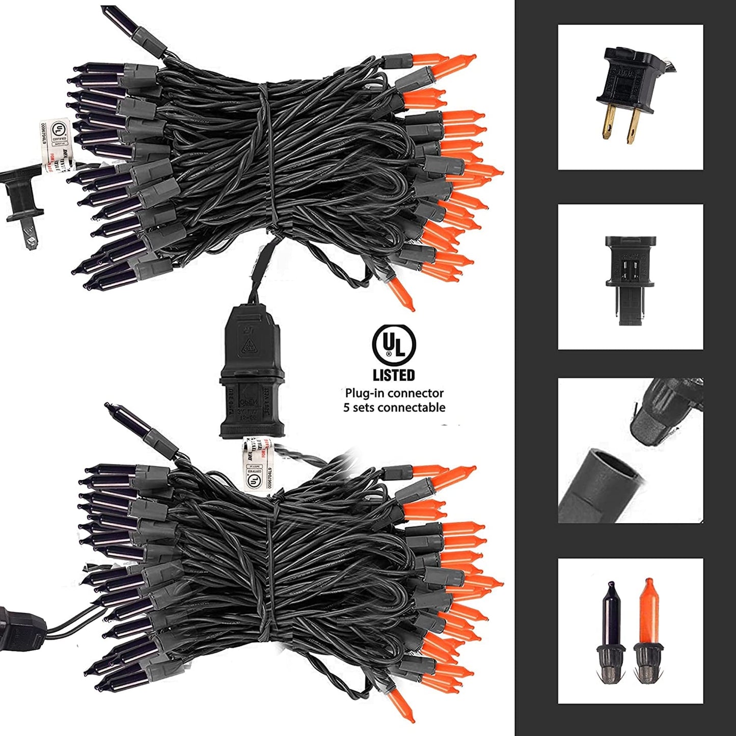 Purple and Orange Halloween Lights, 20FT 100 Count Incandescent Mini String Lights, Waterproof Halloween Decorations for Outdoor Indoor Patio Home Party Garden Yard Decor