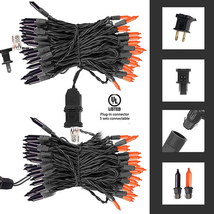 Purple and Orange Halloween Lights, 20FT 100 Count Incandescent Mini String Lights, Waterproof Halloween Decorations for Outdoor Indoor Patio Home Party Garden Yard Decor