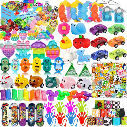 120 Pcs Party Favors for Kids 4-8-12, Pop Fidget Toys, Treasure Box Toys, Classroom Prizes, Pinata Filler Goodie Bag Stuffers, Treasure Chest, Carnival Prizes, Prize Box Toys for Boys Girls