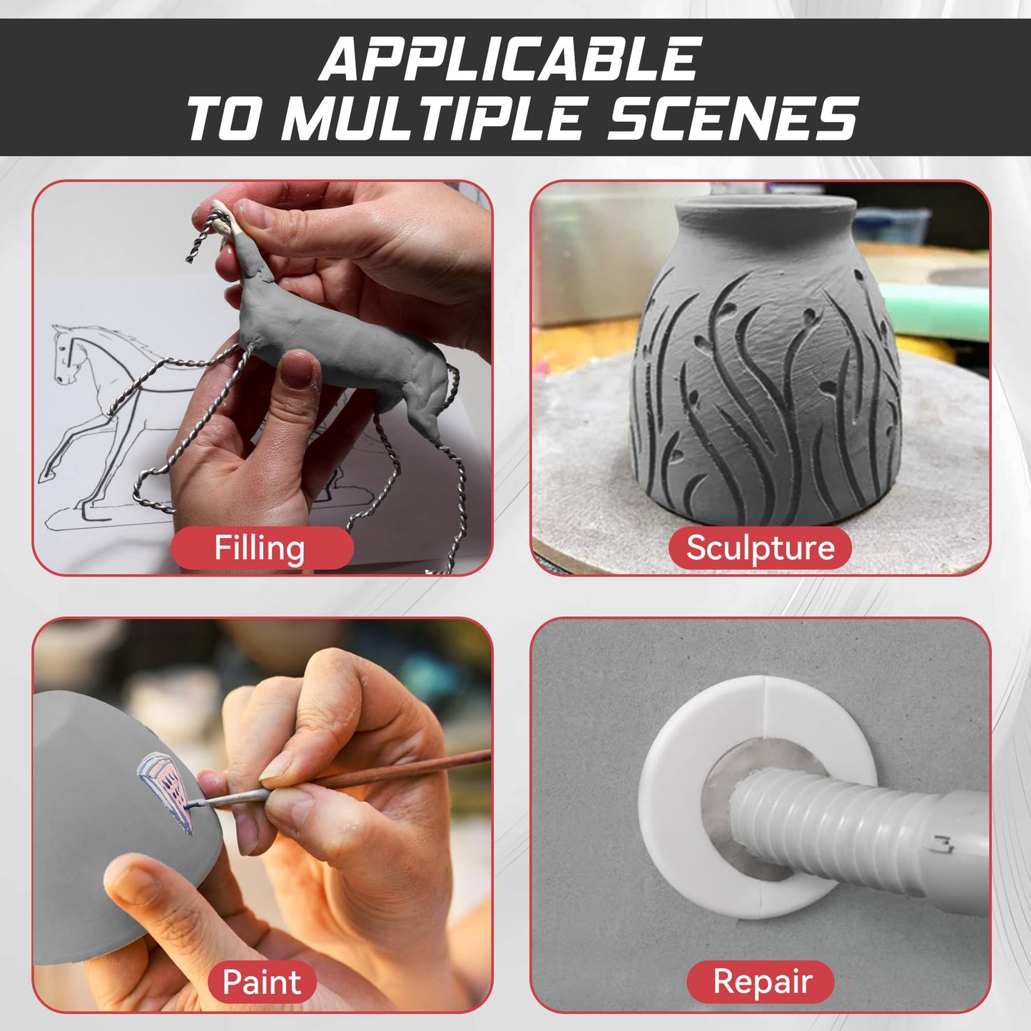 Epoxy Clay, Magic Epoxy Sculpt Clay, 2 Part Modeling Compound (A & B) of Magic Sculpt Epoxys Clays for Sculpting, Modeling, Building and Repairing, Epoxy Putty, Natural, 1 Pound