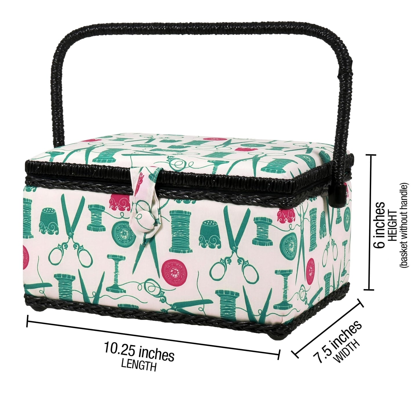 07271 Basket with Sewing Notions Kit & Removable Tray-Vintage Spools, Tan