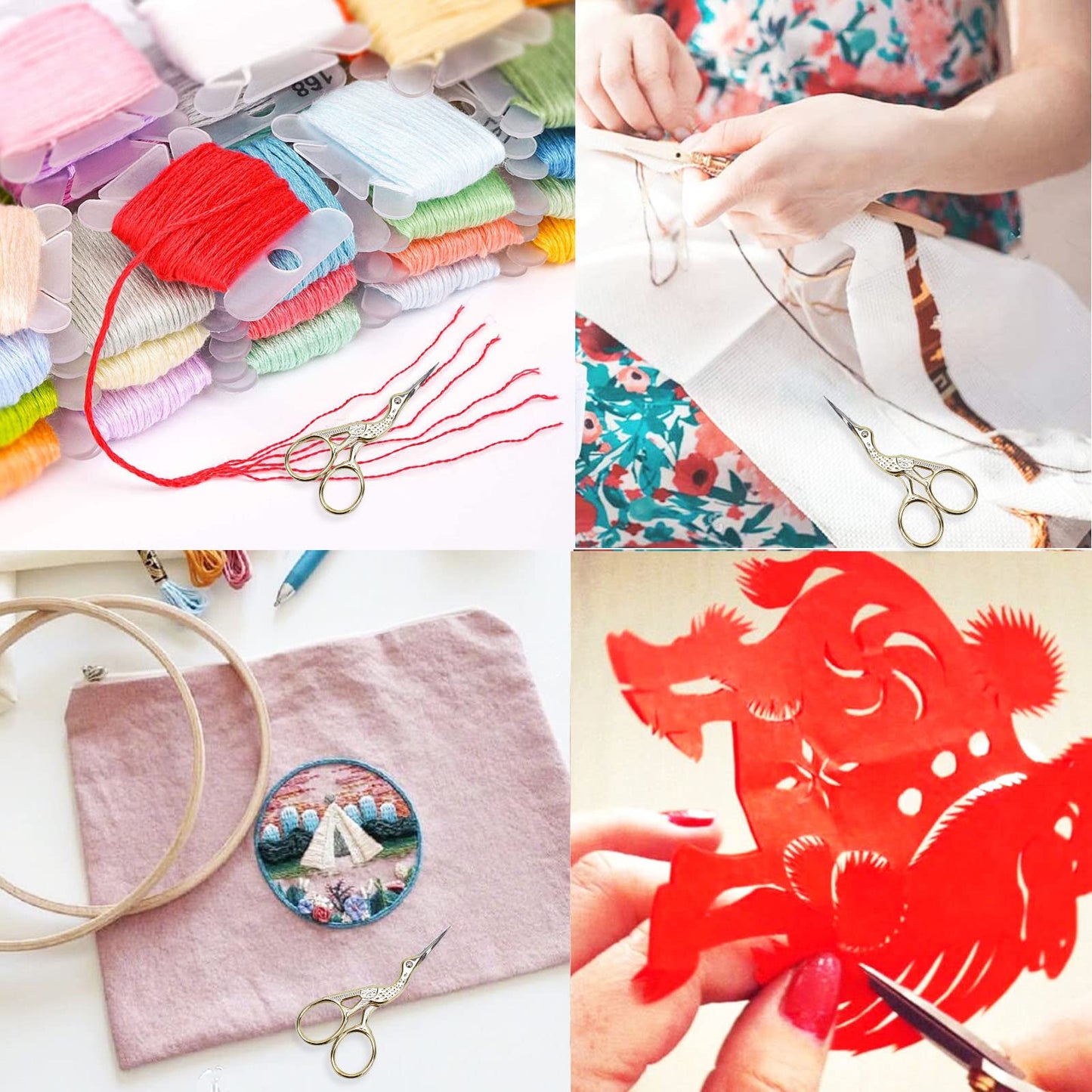 4.5Inch Embroidery Scissors Sharp Tip Stainless Steel Little Scissors for Knitting Cross Stitch Cutting Embroidery Sewing Handcraft Craft Art Work DIY Tool Gold