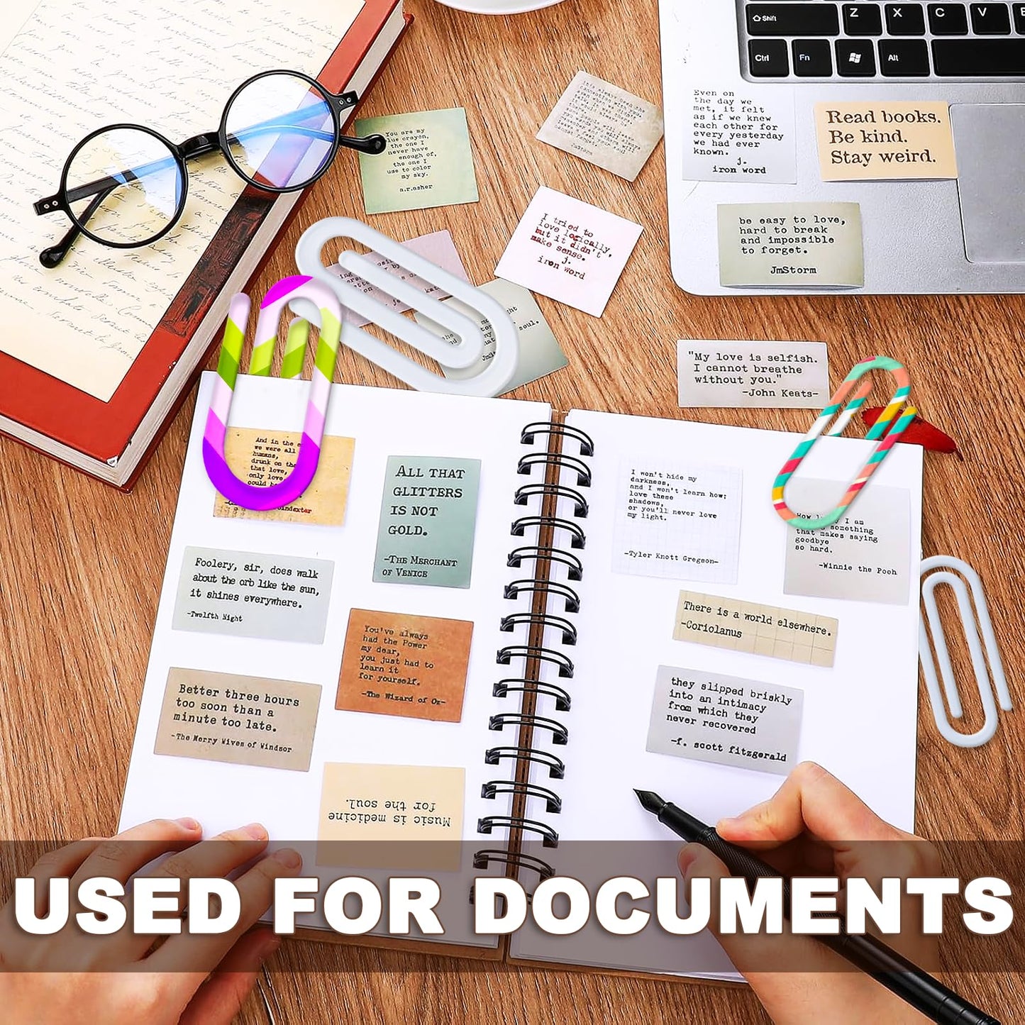 10 Pack Sublimation Blanks Acrylic Paper Clips, 4" x 2" Jumbo Paper Clips Clear for Heat Transfer DIY Design, School Classroom Stationery Office, Home Gift Crafts Supplies