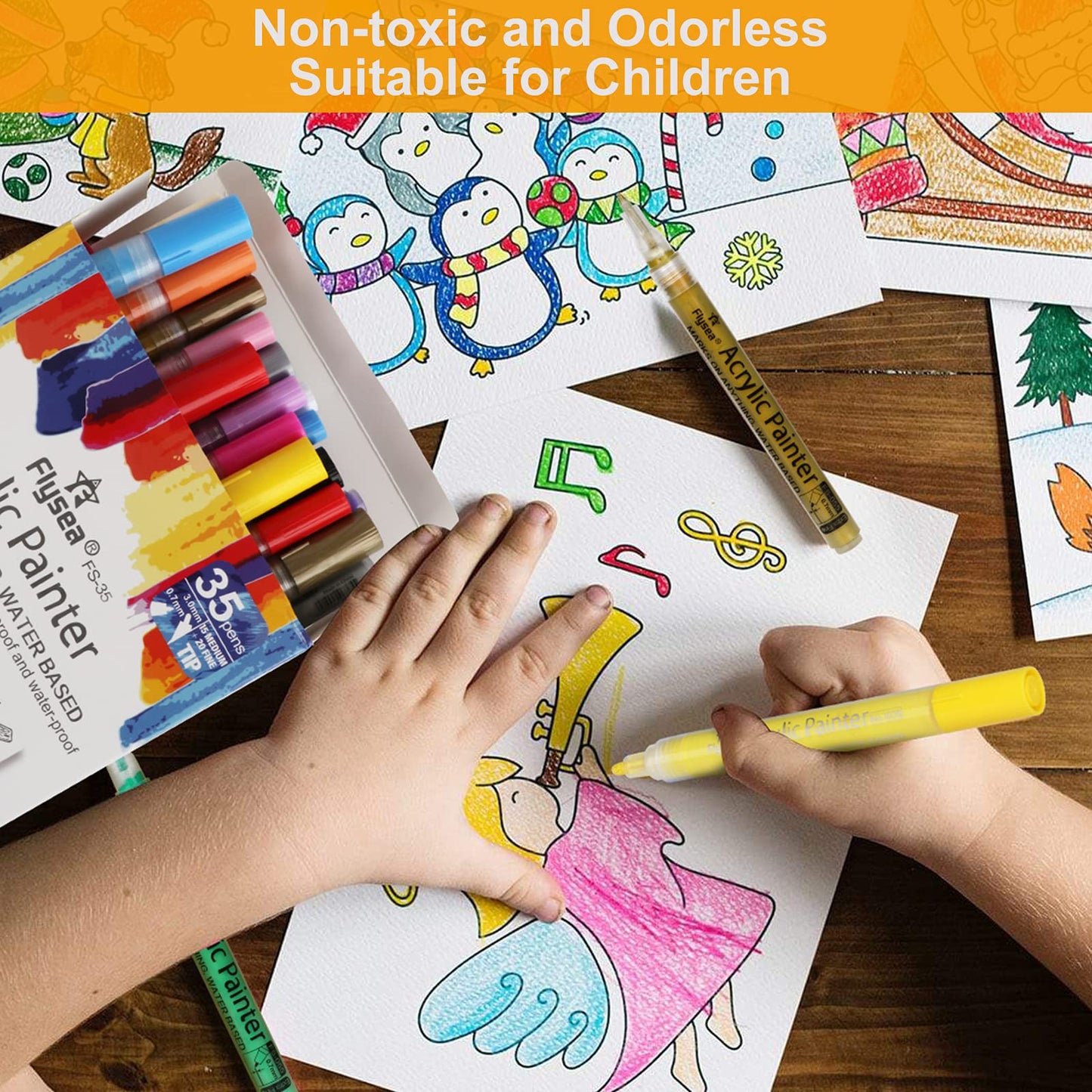 35 Premium Acrylic Paint Marker Pens, Double Pack of Both Extra Fine and Medium Tip, for Rock Painting, Mug, Ceramic, Glass, Wood, Fabric, Canvas, Metal, Pumpkin, DIY Crafts Making Art Supplies