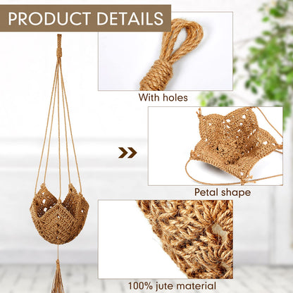 2 Packs Jute Crochet Long Plant Hanger for 3 Inch to 12 Inch Pots, Macrame Plant Holder Rope with 2 S Shaped Hooks for Halloween Home Decor(Brown)