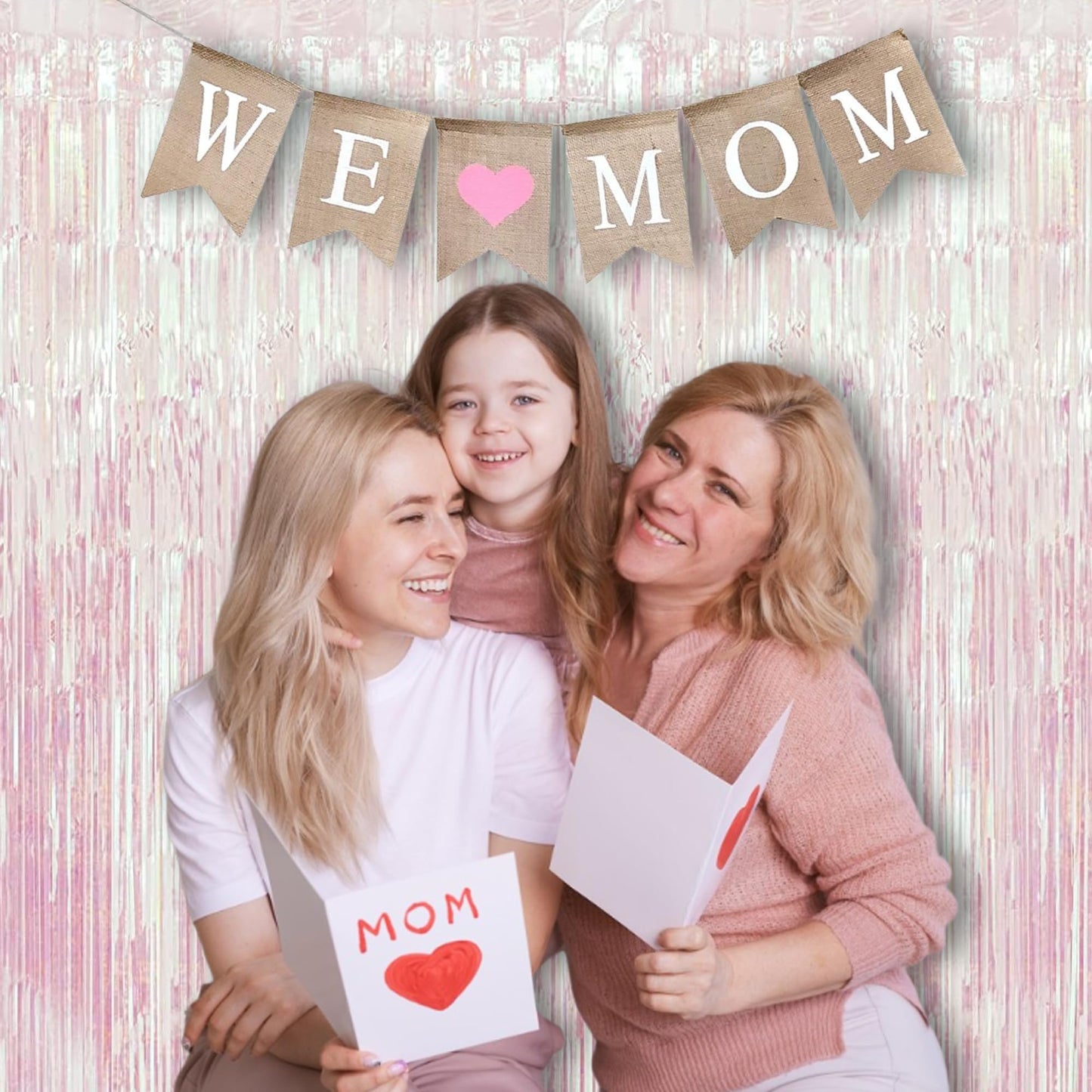 Party Decorations Iridescent Foil Fringe Backdrops - 2 Pack 3.2 x 6.5 ft Holographic Tinsel Photo Booths Pros Streamer Curtains for Easter Girl Birthdays Engagement Unicorn Parties - Clear