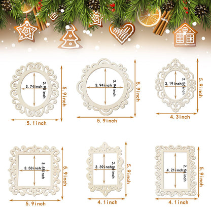 18 Pieces Wood Frames for Crafts Unfinished Wood DIY Picture Unfinished Picture Frames Ornament Craft with Ropes for DIY Christmas Tree Hanging Decor Photo Display 5.9 x 4.7 Inch