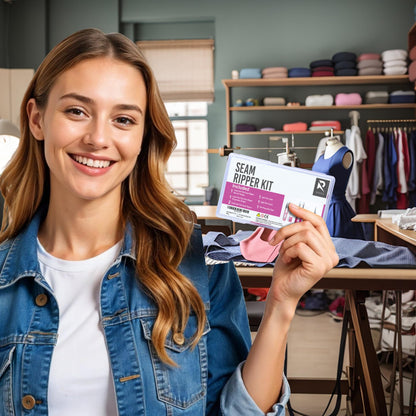 Seam Ripper Kit 7 Pcs - 1 Large, 1 Ergonomic, 2 Small Seam Rippers, Thread Cutter, Scissor, Measuring Tape - Sewing Accessories for Notions Quilting Crafts