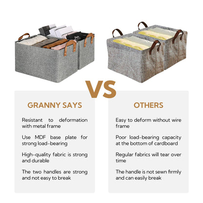 Storage Baskets for Shelves, Basket for Organizing, Organizer Bins, Closet Storage Organizer Bins with Metal Frame, Large, 2-Pack